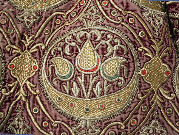 Kaftan, Silk, metal wrapped thread; embroidered, ikat weave lining