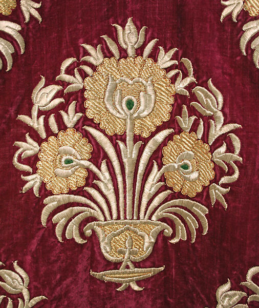 Robe, Silk, cotton, metal wrapped thread; embroidered