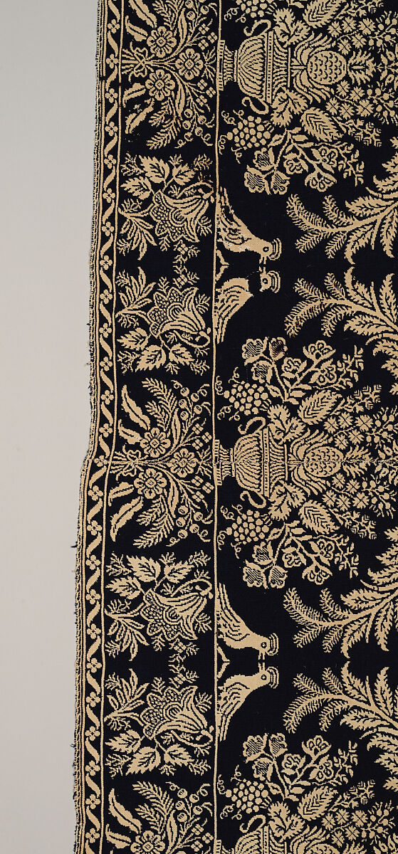 Coverlet, woven double cloth, Cotton and wool, American
