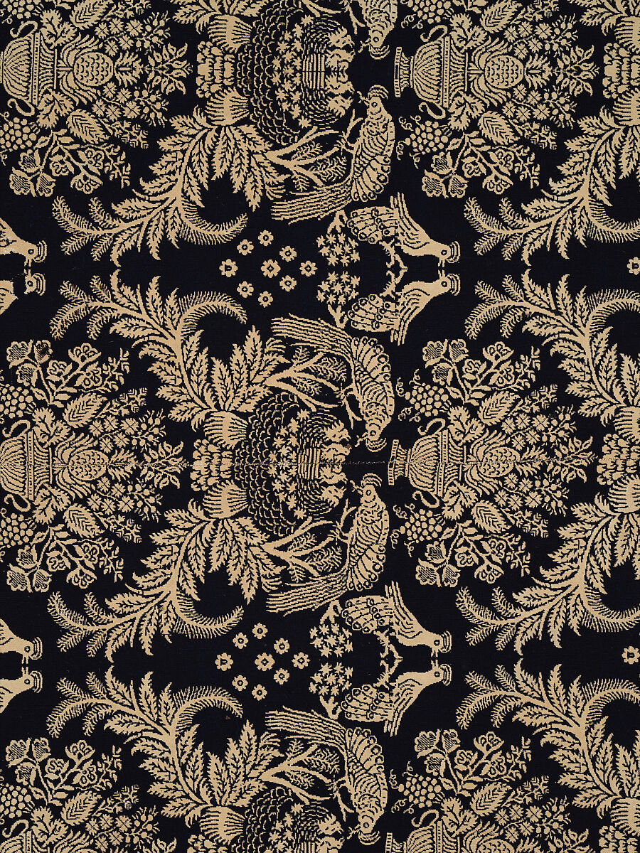 Coverlet, woven double cloth, Cotton and wool, American