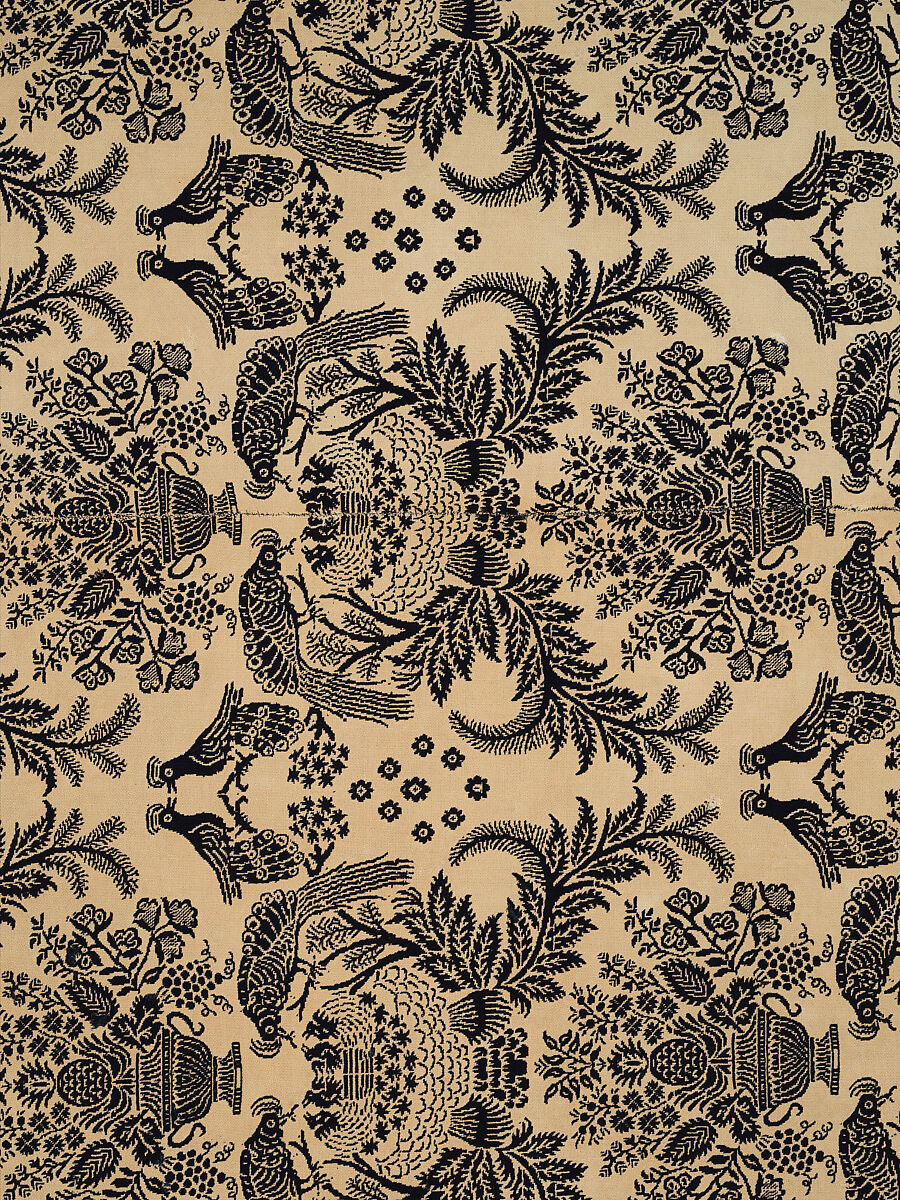Coverlet, woven double cloth, Cotton and wool, American