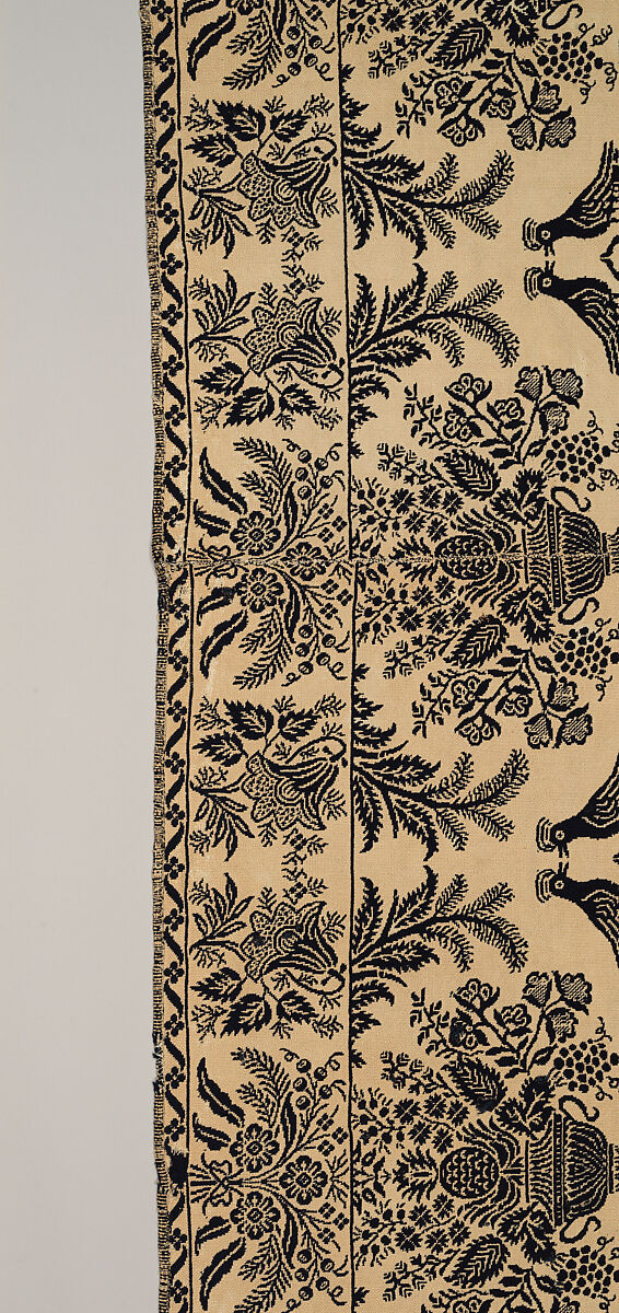 Coverlet, woven double cloth, Cotton and wool, American