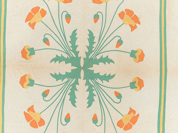 Quilt, appliqued, Cotton, American