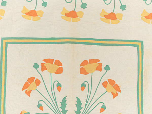 Quilt, appliqued, Cotton, American