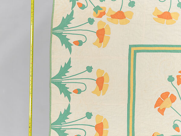 Quilt, appliqued, Cotton, American