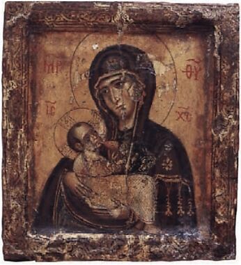 Icon with the Virgin Galaktotrophousa, Tempera on wood, Byzantine (Egypt)