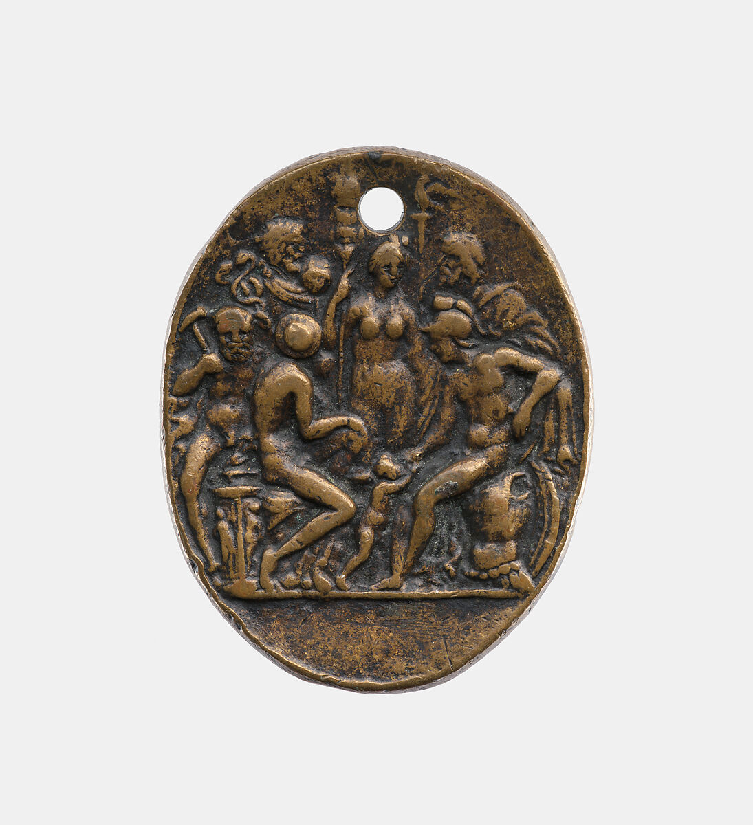 Assembly of gods, Attributed to Master IO. F.F. (Italian, active mid-15th century), Bronze, Italian 