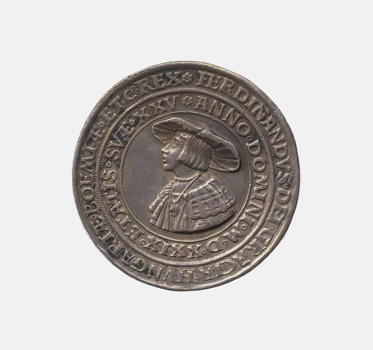 One and one-half thaler (schanstück?) of Ferdinand I (1503-1564) as King of Hungary, Croatia and Bohemia, Hieronymus Magdeburger (German, act. 1507–1540), Silver, German 