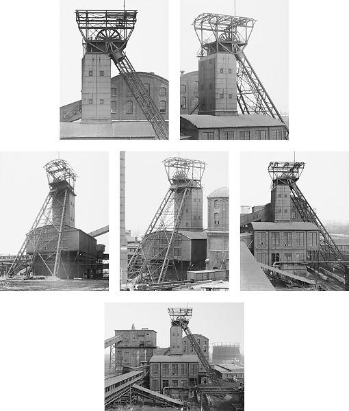 [Winding Tower, Shaft V, 6 Views, Zeche Concordia, Oberhausen, Ruhr Region, Germany], Bernd and Hilla Becher (German, active 1959–2007), Gelatin silver prints 