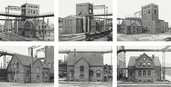 [Lean Gas Generator Plant with Main Laboratory and Crane System, 6 Views, Zeche Concordia, Oberhausen, Ruhr Region, Germany], Bernd and Hilla Becher  German, Gelatin silver prints