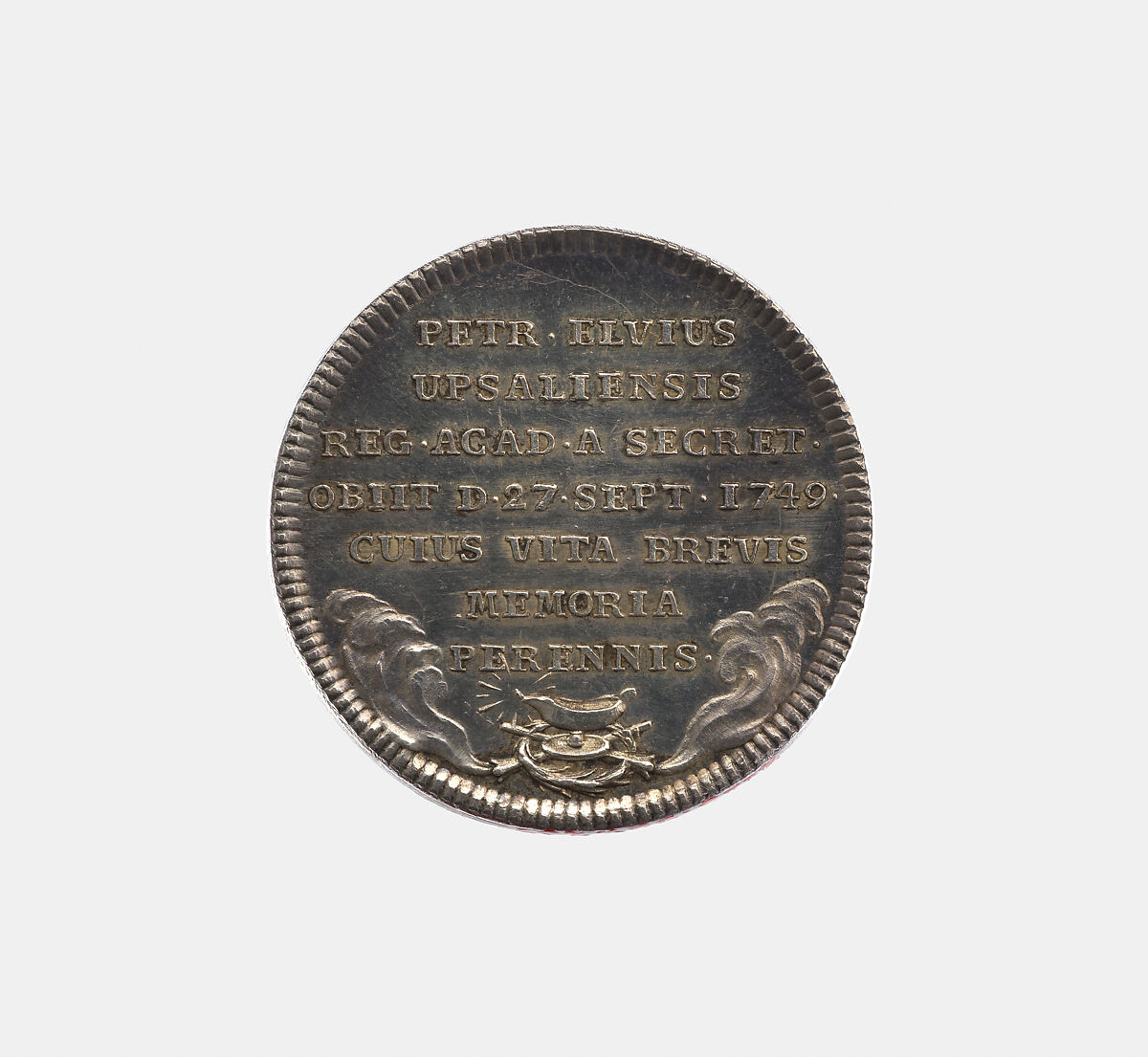 Pehr Elvius, Secretary of the Uppsala Royal Scientific Academy (1710–1749), Daniel Fehrman (Swedish, 1710–1780), Silver, Swedish