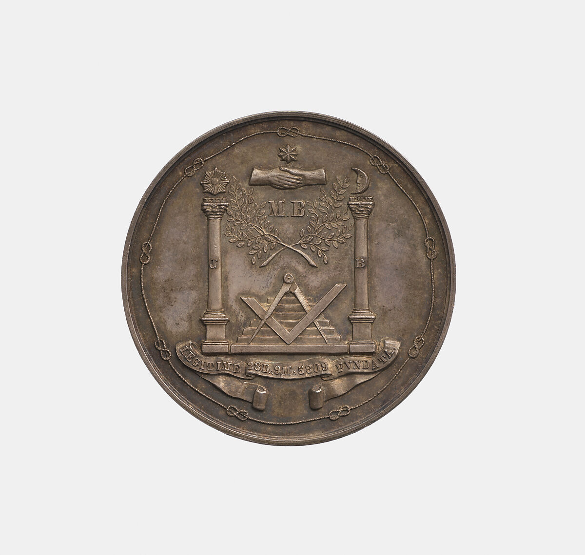 Masonic Medal commemorating the 10th anniversary of the lodge “Amicitia,” in the city of Soerabaya, Dutch East Indies (Indonesia), Unknown, Silver, Dutch, East Indies (Indonesia) 