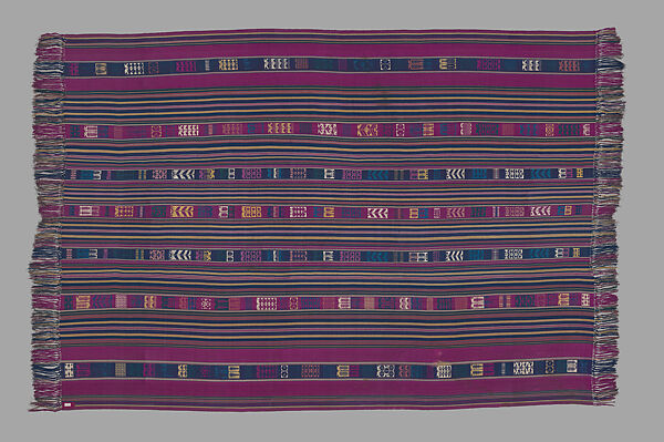 Lamba akotifahana (mantle with supplementary-weft designs), Merina artist, Silk, dye, Merina peoples