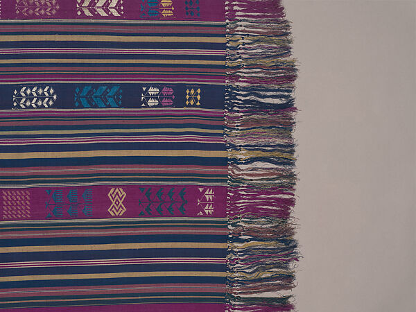 Lamba akotifahana (mantle with supplementary-weft designs), Merina artist, Silk, dye, Merina peoples