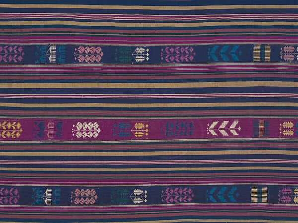 Lamba akotifahana (mantle with supplementary-weft designs), Merina artist, Silk, dye, Merina peoples