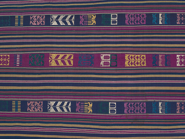 Lamba akotifahana (mantle with supplementary-weft designs), Merina artist, Silk, dye, Merina peoples
