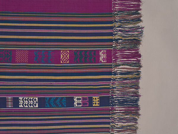 Lamba akotifahana (mantle with supplementary-weft designs), Merina artist, Silk, dye, Merina peoples
