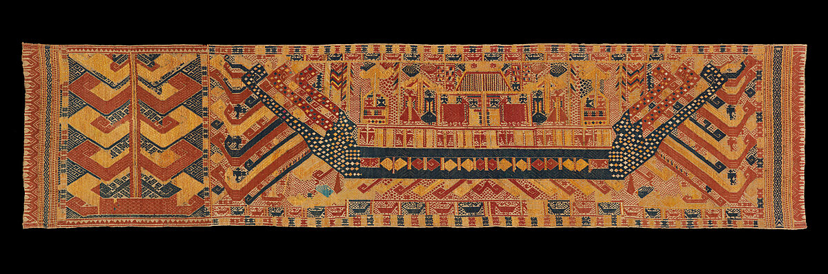 Ceremonial Banner (palepai), Cotton, metallic wrapped yarns, supplementary weft, Lampung people 