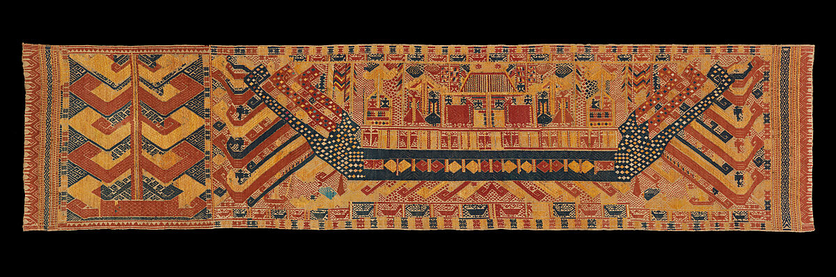 Ceremonial Banner (palepai), Cotton, metallic wrapped yarns, supplementary weft, Lampung people