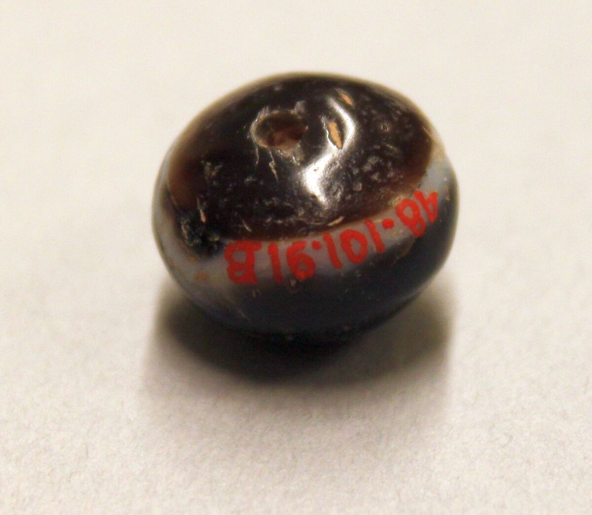 Bead, Agate; cut and drilled