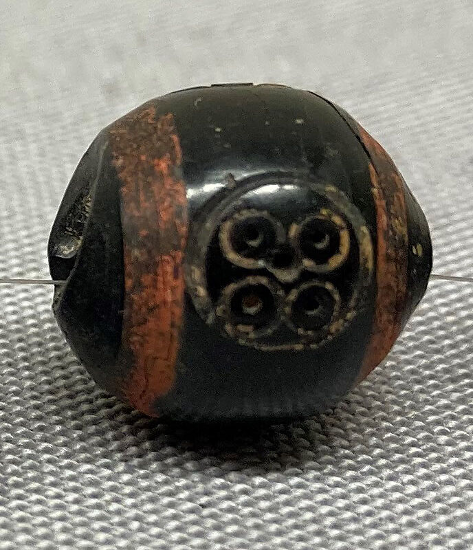 Stone Beads, Stone, probably jet; painted and incised 