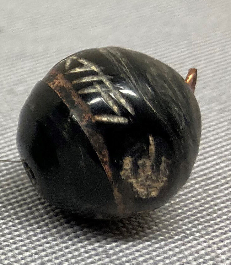 Stone Beads, Stone, probably jet; painted and incised 