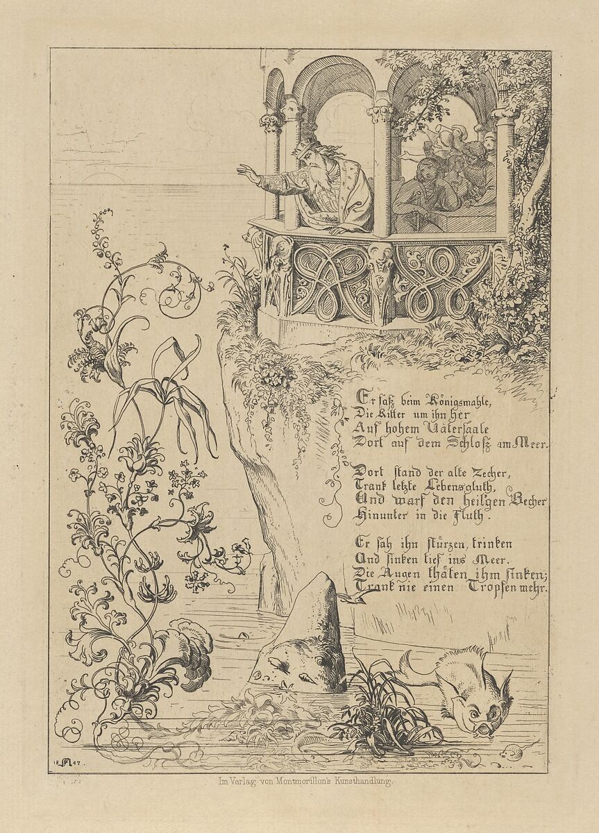 Illustrated Poem "The King of Thule" (Der Koenig von Thule – Goethe), Johann Wolfgang von Goethe (German, Frankfurt am Main 1749–1832 Weimar, Saxe-Weimar), Etching 