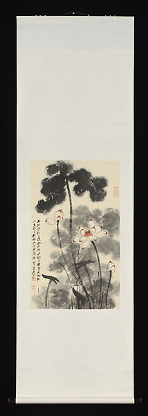 Lotus, Chang Dai-chien (Zhang Daqian) (Chinese, 1899–1983), Hanging scroll; ink and color on paper, China