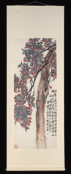 Lychee, Qi Baishi (Chinese, 1864–1957), Hanging scroll; ink and color on paper, China