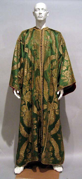 Kaftan, Silk and metal wrapped thread; brocaded 