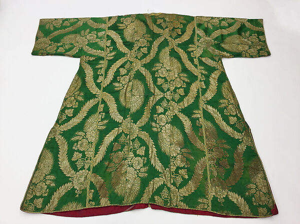 Kaftan, Silk and metal wrapped thread; brocaded