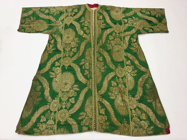 Kaftan, Silk and metal wrapped thread; brocaded