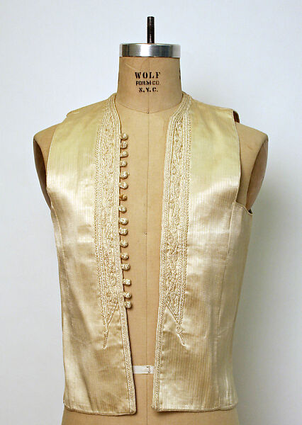 Ensemble, Silk; woven and trimmed with silk braid appliqué