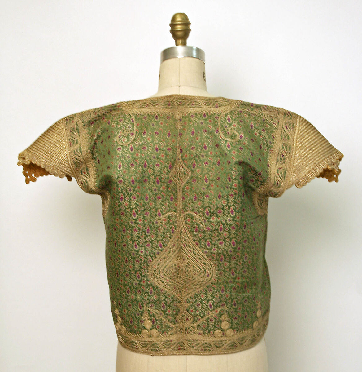 Jacket, Silk, metal wrapped thread; brocaded and embroidered