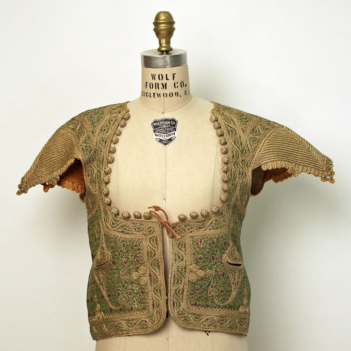 Jacket, Silk, metal wrapped thread; brocaded and embroidered 