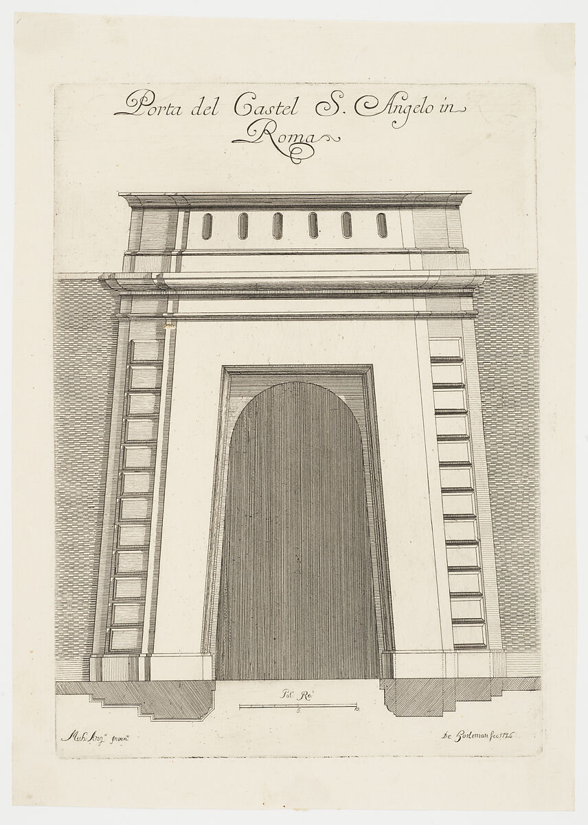 Porta del Castel S. Angelo in Roma, Michelangelo Buonarroti (Italian, Caprese 1475–1564 Rome), Engraving and drypoint 