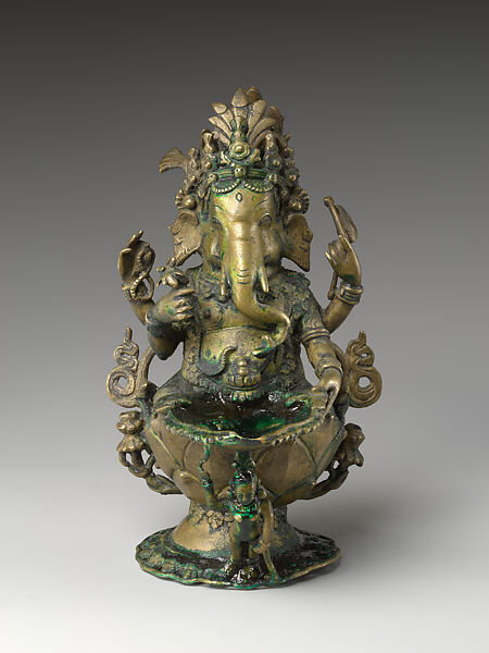 Ganesha Ritual Lamp, Copper alloy, Nepal, Newar