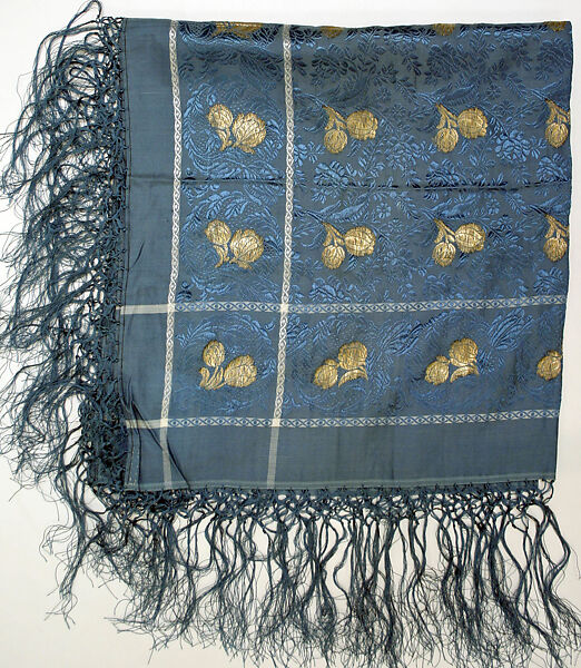 Wedding Ensemble, (a, b) Silk, metal wrapped thread; brocaded
(c) Wool, metal wrapped thread
(d, e) Leather, silk
(f) silver; filigreed