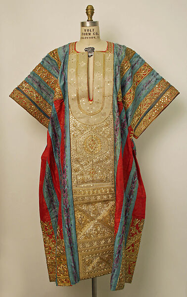 Wedding Tunic (Jebba), Cotton, metal wrapped thread, sequins; embroidered 