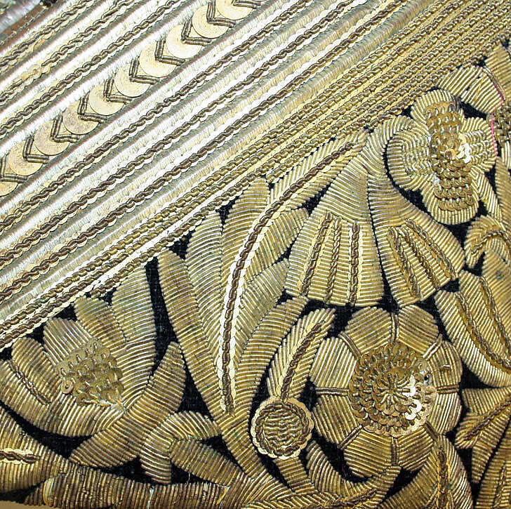 Wedding Tunic and Ensemble, Cotton, velvet, metal wrapped thread