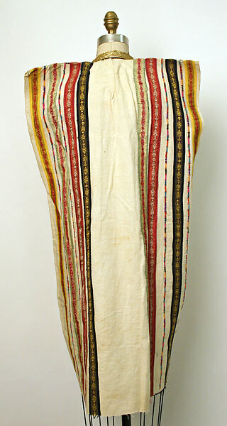 Tunic (Jebba), Cotton, silk, metal wrapped thread, synthetic; embroidered