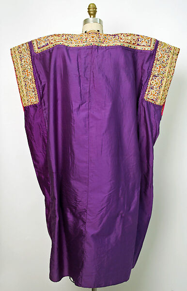 Tunic (Jebba), Silk, cotton, metal wrapped thread; embroidered