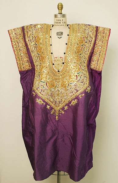 Tunic (Jebba), Silk, cotton, metal wrapped thread; embroidered 