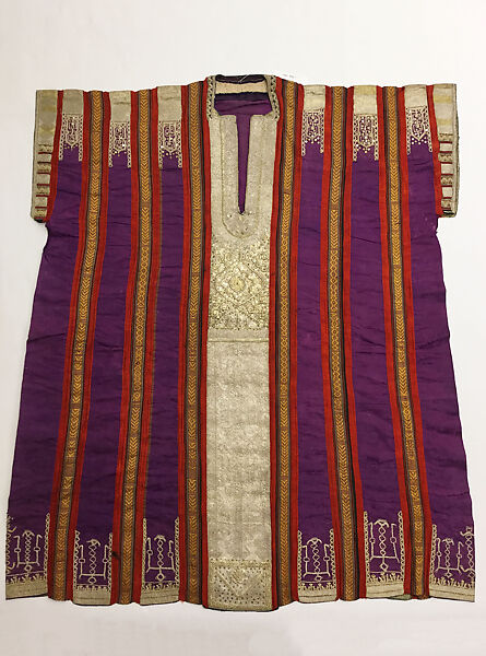 Wedding Tunic (Jebba), Silk, cotton, metal wrapped thread, sequins; embroidered
