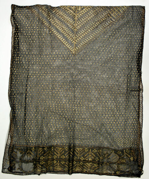 Scarf, Silk, metal wrapped thread 