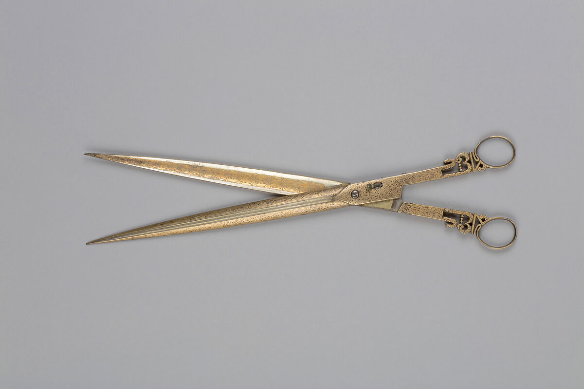 Scissors, Steel, gold; cast and damascened 