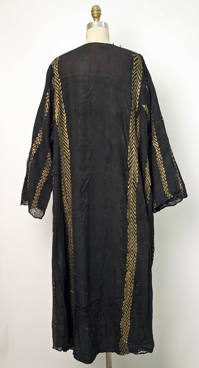 Dress, Cotton, metal wrapped thread; embroidered