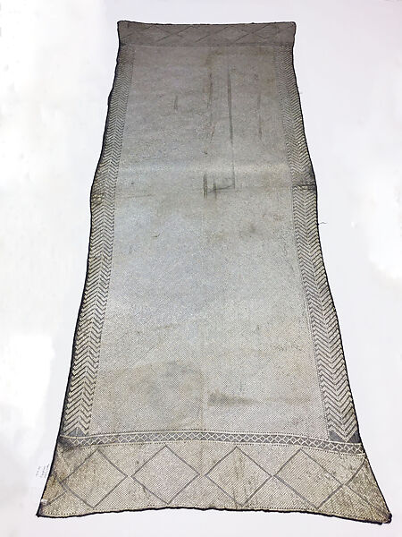 Headscarf, Cotton, metal wrapped thread; embroidered