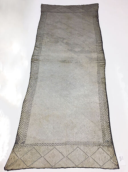 Headscarf, Cotton, metal wrapped thread; embroidered