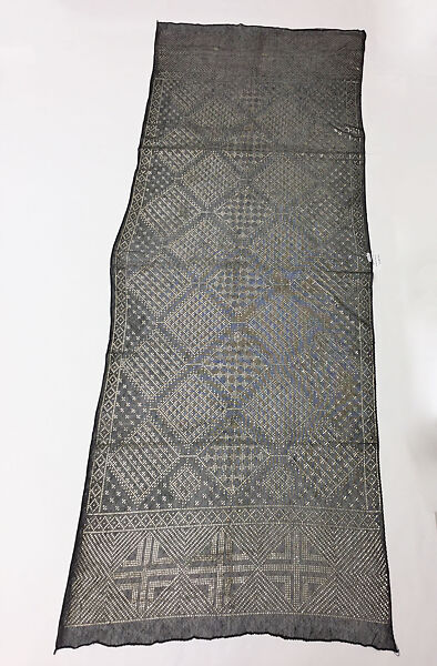 Stole, Cotton and metal wrapped thread; embroidered